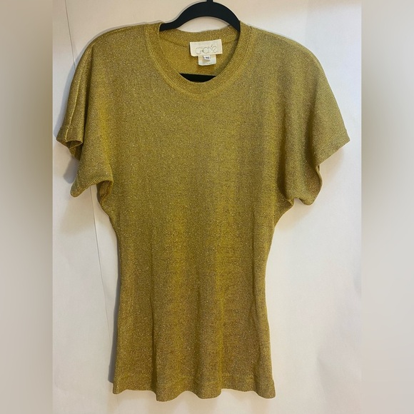 Vintage Cache Woman’s Gold Metallic Pullover Top Blouse Size Medium - Picture 1 of 8